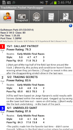 TrackMaster Pocket Handicapper Screen 3