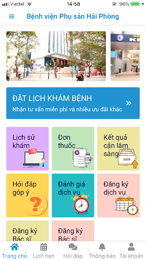 Android application Bệnh viện Phụ Sản Hải Phòng screenshort