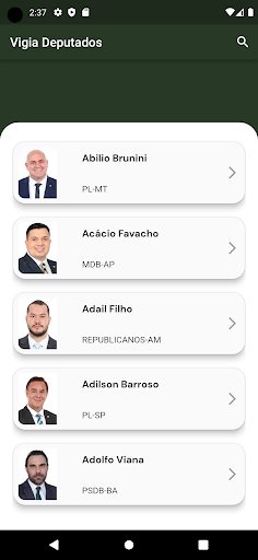 Android application Vigia deputados screenshort