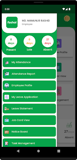 Android application Fashol HRM screenshort