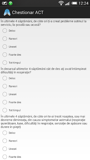 Android application Chestionar ACT™ screenshort