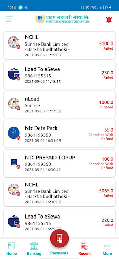 Android application Prime Mobile Banking screenshort