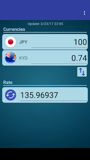 Android application Japan Yen x Cayman Isl. Dollar screenshort