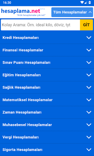 Android application Hesaplama.NET screenshort
