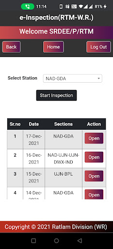 Android application e-Inspection (RTM W.R.) screenshort