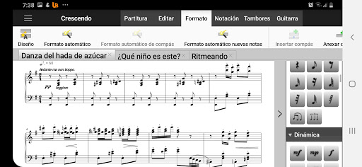 Crescendo, notación musical Screen 3