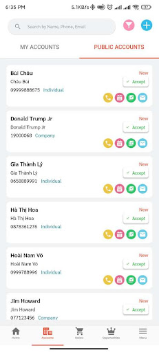 Android application Openasia CRM screenshort