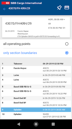 SBB Cargo International App Screen 3