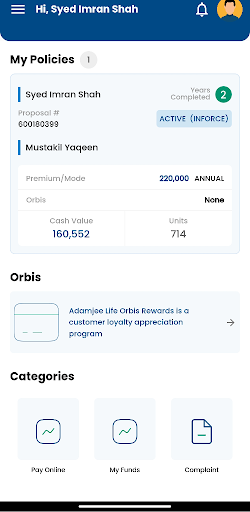 Android application AdamjeeLife Customer Care screenshort