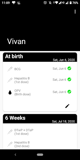Android application Indian Vaccination Schedule screenshort