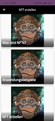 Android application NFT erstellen screenshort