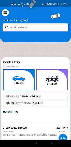 Android application H Cab: request a ride screenshort