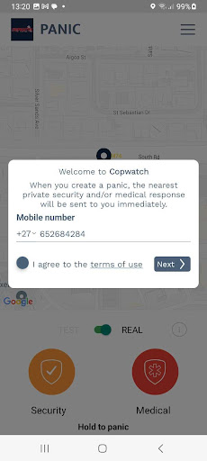 Copwatch Panic App Screen 2