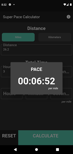 Super Pace Calculator! Screen 3