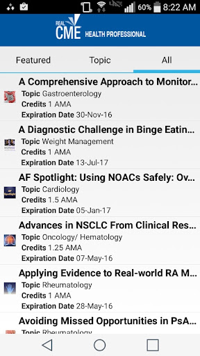 Android application RealCME Health Professional screenshort