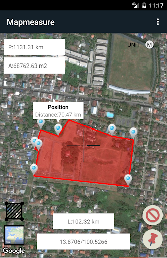 Android application map measure planimeter screenshort