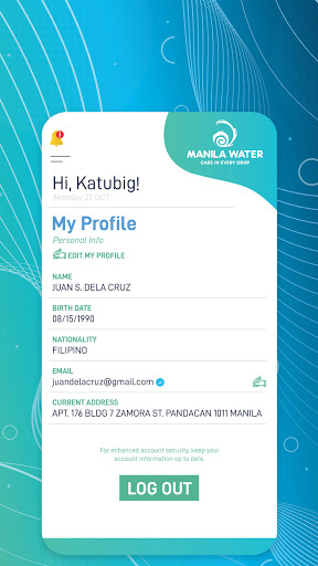 Android application Manila Water screenshort