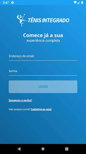 Android application Tênis Integrado screenshort