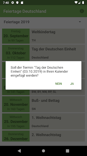 Feiertage Deutschland Screen 2