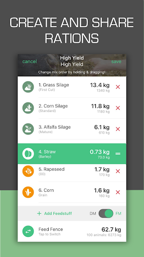 Android application fodjan – Feed Management Cows screenshort