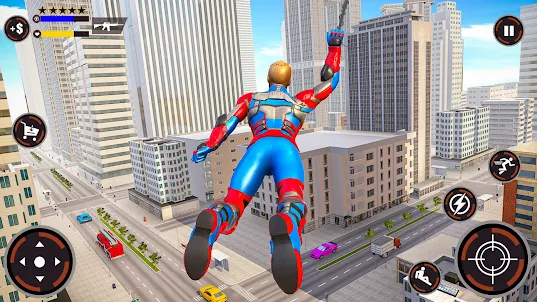 летающий супер герой город 3D