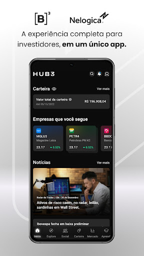Android application HUB3 - Gestão de Investimentos screenshort