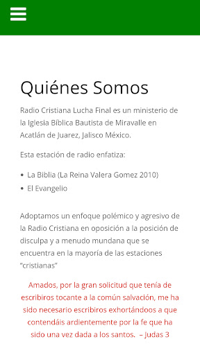 Android application Radio Cristiana Lucha Final screenshort