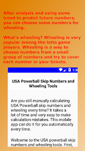 USA Powerball Skip # and Wheel