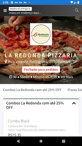 Android application La Redonda Pizzaria screenshort