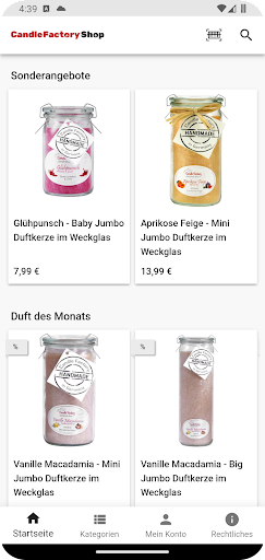 Android application Candle Factory Shop screenshort