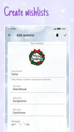 Android application Secret Santa name generator screenshort