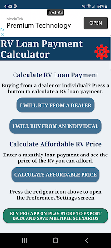 Android application RV Loan Payment Calculator screenshort
