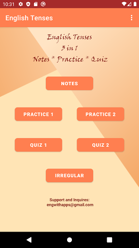 Android application Verb Tenses in English screenshort