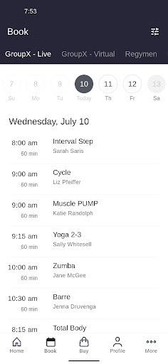 Bluewater Fitness App Screen 2