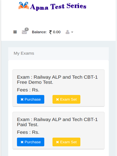 Android application apna test series screenshort