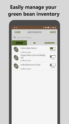 Bean Tracker - Coffee Roasting Screen 3