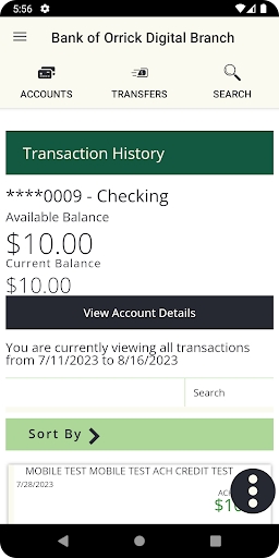 Bank of Orrick Digital Branch Screen 3