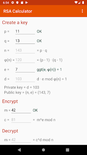 RSA Calculator Screen 2