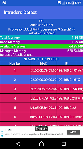 Android application Intruder Detector Wi-fi screenshort
