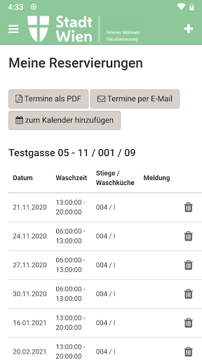 Android application Wiener Wohnen Waschküche screenshort