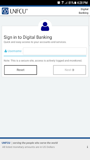 Android application UNFCU Digital Banking screenshort