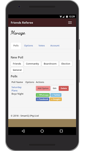 Android application Friends Referee screenshort