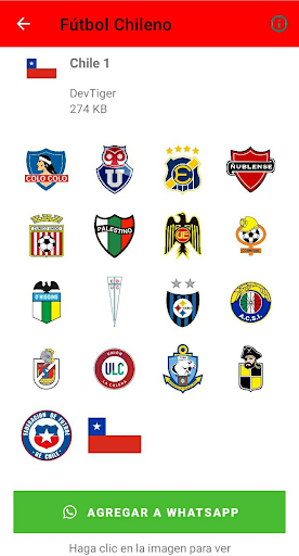 Android application Stickers de Fútbol Chileno screenshort
