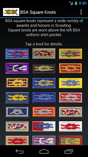 Android application Square Knots for BSA Uniforms screenshort