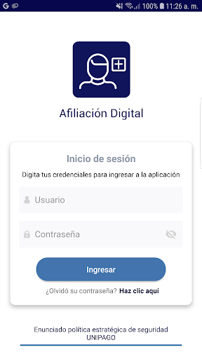 Android application Afiliación Digital Salud screenshort