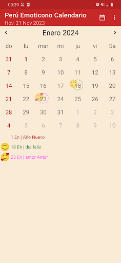 Android application Perú Emoticono Calendario screenshort