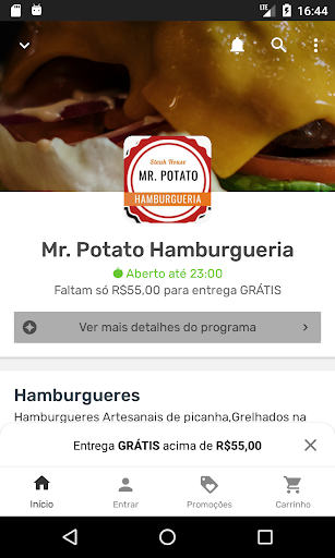 Android application Mr. Potato Hamburgueria screenshort