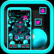 3D Cyan Ball and Cubes Launcher Theme