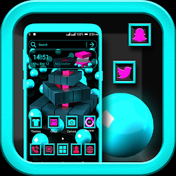 Icon image 3D Cyan Ball Cubes Launcher
