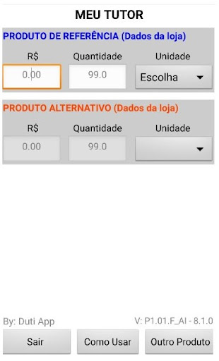 Android application MEU TUTOR; você na opção certa screenshort